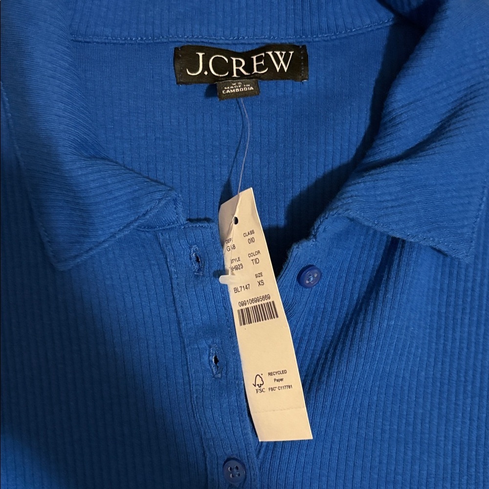 NWT J. Crew Women's Blue Polo Top - Picture 2 of 2
